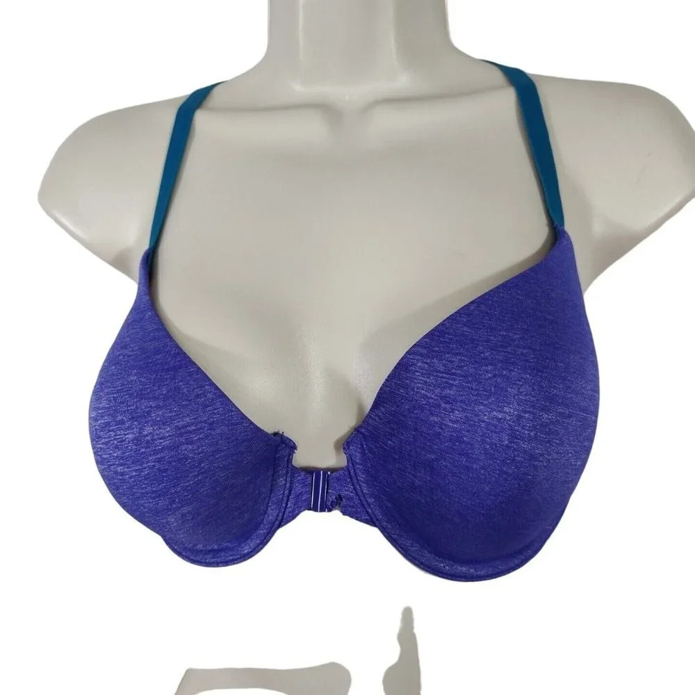 Victorias Secret Racerback Semi Demi Bra Size 32DD Heather Purple FLAWS